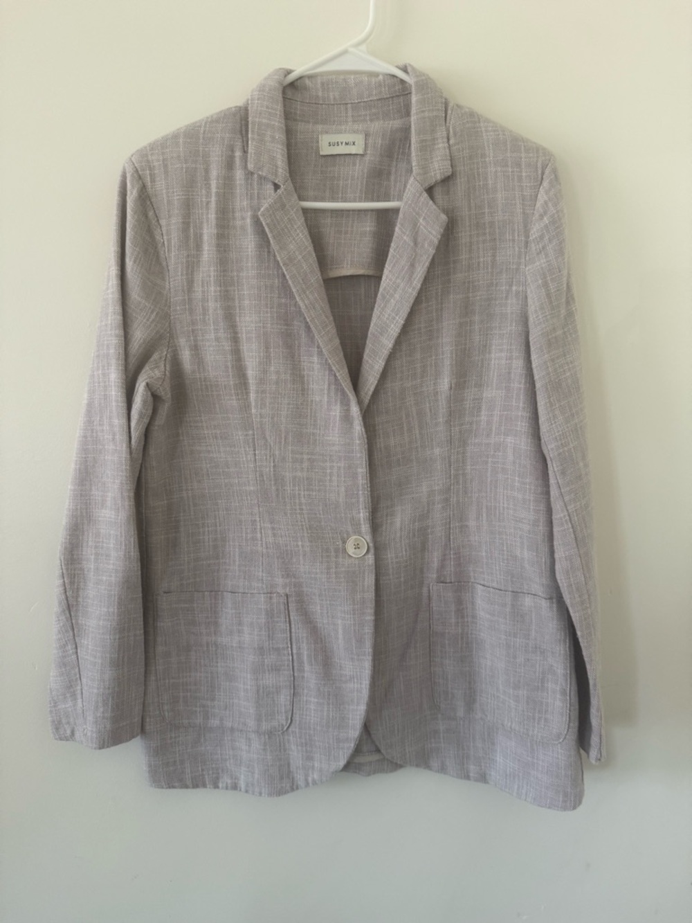 Susy Mix Women’s Light Gray Single-Button Blazer Jacket
